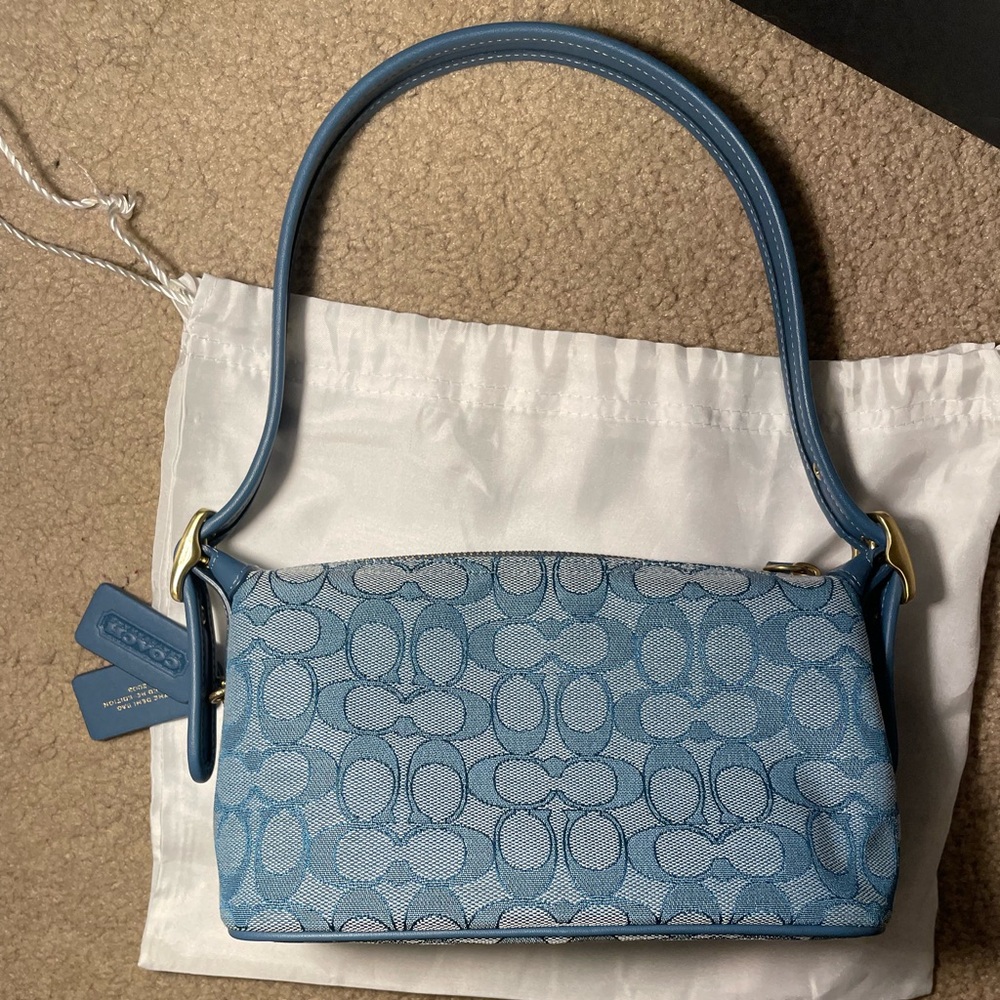 Coach 🩵 Demi Re-Edition 2003 Blue Jacquard Shoulder Bag - Picture 2 of 13